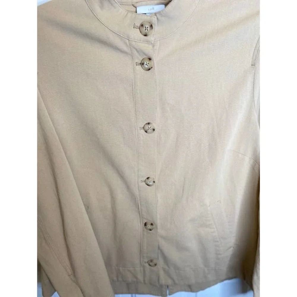 J. Jill Light Weight Jacket Sz Small Tan Rayon Cotton Spandex - Picture 3 of 6